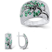 Load image into Gallery viewer, 3Pcs/set Jewelry Set for Women Creative Luxury Design Plum Tree Branch Silver Ring Earrings Wedding Engagement Jewelry Set