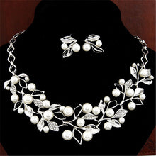 Load image into Gallery viewer, ZOSHI Elegant Simulated Pearl Bridal Jewelry Sets Wedding Jewelry Leaf Crystal Gold  Silver Plated Necklaces Earrings Sets