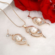 Load image into Gallery viewer, ZOSHI Elegant Simulated Pearl Bridal Jewelry Sets Wedding Jewelry Leaf Crystal Gold  Silver Plated Necklaces Earrings Sets