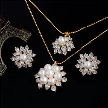 Load image into Gallery viewer, ZOSHI Elegant Simulated Pearl Bridal Jewelry Sets Wedding Jewelry Leaf Crystal Gold  Silver Plated Necklaces Earrings Sets