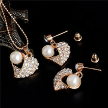 Load image into Gallery viewer, ZOSHI Elegant Simulated Pearl Bridal Jewelry Sets Wedding Jewelry Leaf Crystal Gold  Silver Plated Necklaces Earrings Sets