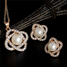 Load image into Gallery viewer, ZOSHI Elegant Simulated Pearl Bridal Jewelry Sets Wedding Jewelry Leaf Crystal Gold  Silver Plated Necklaces Earrings Sets