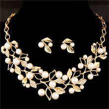 Load image into Gallery viewer, ZOSHI Elegant Simulated Pearl Bridal Jewelry Sets Wedding Jewelry Leaf Crystal Gold  Silver Plated Necklaces Earrings Sets