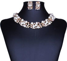 Load image into Gallery viewer, ZOSHI Elegant Simulated Pearl Bridal Jewelry Sets Wedding Jewelry Leaf Crystal Gold  Silver Plated Necklaces Earrings Sets