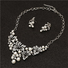 Load image into Gallery viewer, ZOSHI Elegant Simulated Pearl Bridal Jewelry Sets Wedding Jewelry Leaf Crystal Gold  Silver Plated Necklaces Earrings Sets