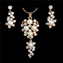 Load image into Gallery viewer, ZOSHI Elegant Simulated Pearl Bridal Jewelry Sets Wedding Jewelry Leaf Crystal Gold  Silver Plated Necklaces Earrings Sets