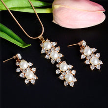 Load image into Gallery viewer, ZOSHI Elegant Simulated Pearl Bridal Jewelry Sets Wedding Jewelry Leaf Crystal Gold  Silver Plated Necklaces Earrings Sets