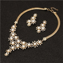 Load image into Gallery viewer, ZOSHI Elegant Simulated Pearl Bridal Jewelry Sets Wedding Jewelry Leaf Crystal Gold  Silver Plated Necklaces Earrings Sets