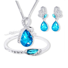 Load image into Gallery viewer, 2018 New Wholesale Austrian Crystal Jewelry Sets Water Drop Pendant Necklace Stud Earring Bracelet Silver Plated Jewellery Women