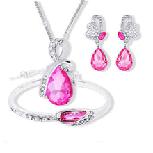 Load image into Gallery viewer, 2018 New Wholesale Austrian Crystal Jewelry Sets Water Drop Pendant Necklace Stud Earring Bracelet Silver Plated Jewellery Women