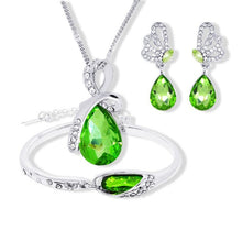 Load image into Gallery viewer, 2018 New Wholesale Austrian Crystal Jewelry Sets Water Drop Pendant Necklace Stud Earring Bracelet Silver Plated Jewellery Women