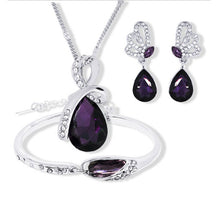 Load image into Gallery viewer, 2018 New Wholesale Austrian Crystal Jewelry Sets Water Drop Pendant Necklace Stud Earring Bracelet Silver Plated Jewellery Women