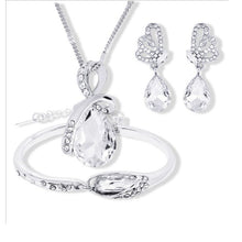 Load image into Gallery viewer, 2018 New Wholesale Austrian Crystal Jewelry Sets Water Drop Pendant Necklace Stud Earring Bracelet Silver Plated Jewellery Women